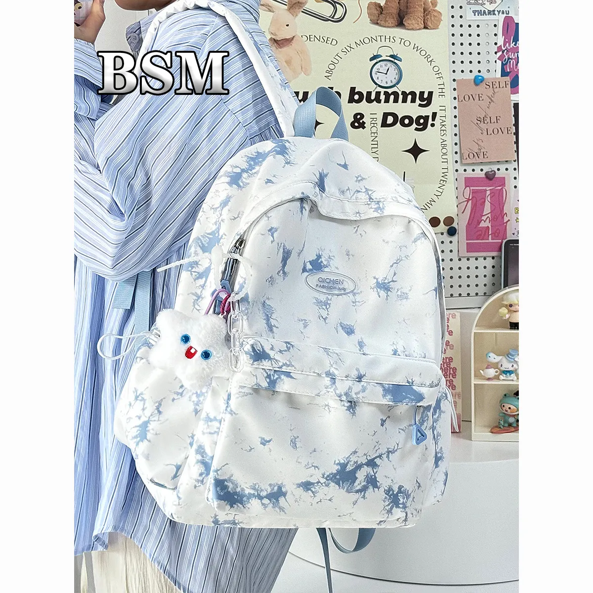 Ins Tie-Dye Backpack for Women, Large Capacity College School Bag - 1