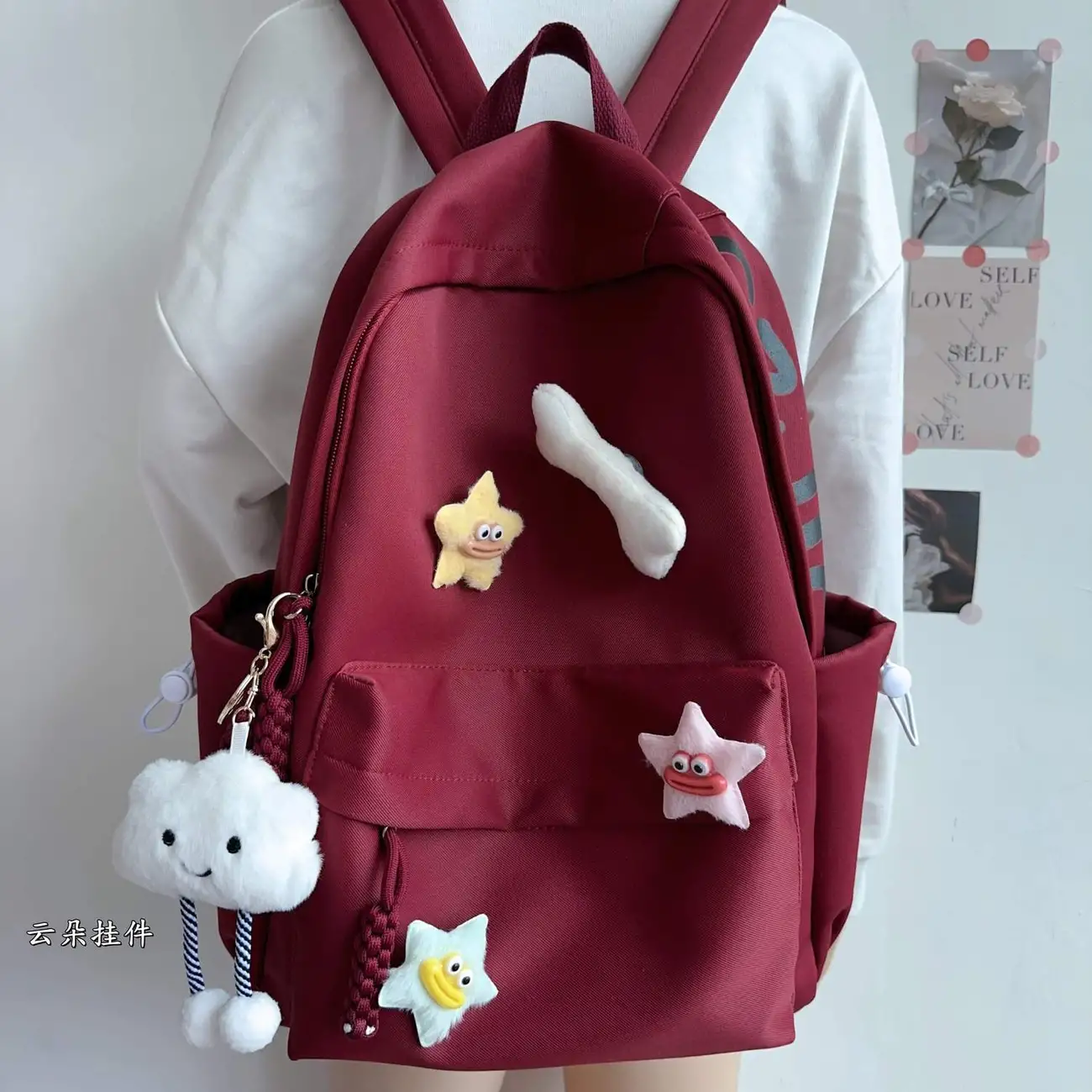 Women's Backpack Ins Style Large Capacity 15 Inch Laptop Backpack Wine Red - 2