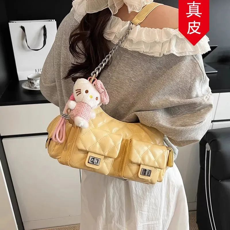 Leather Quilted Chain Shoulder Bag 2025 New Fashion Crossbody Purse for Women - 2