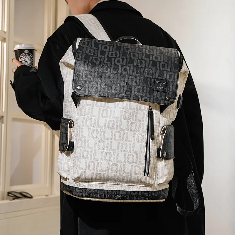 2025 New Backpack Men's Fashion Letter Print Travel Bag - 3