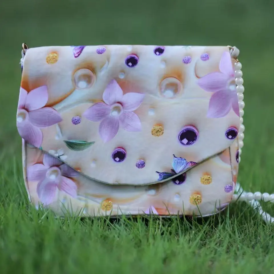 Hanfu Floral Crossbody Bag Vintage Envelope Shoulder Purse for Women - 3