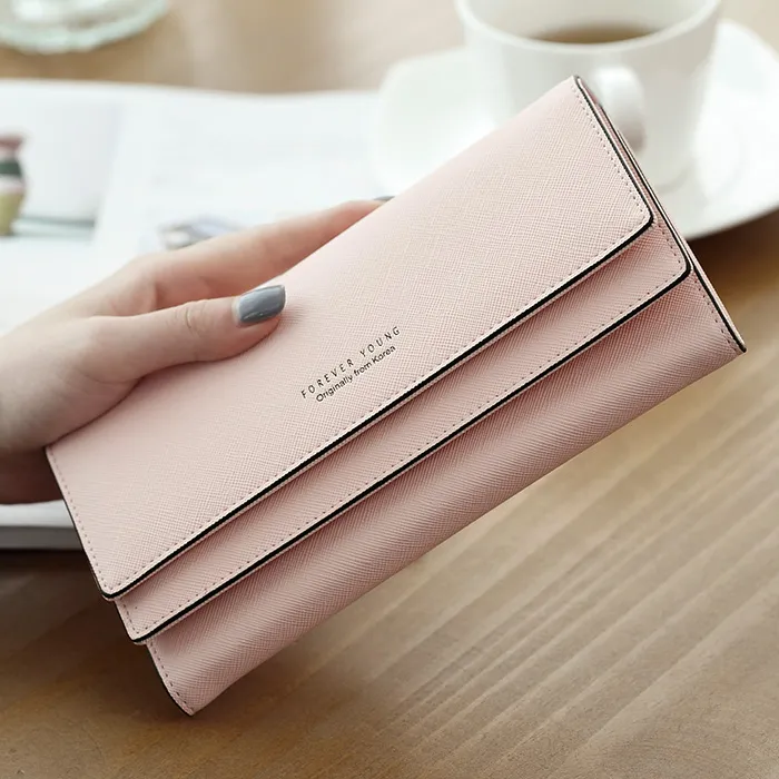 Long Women's Wallet Cross Grain Large Capacity Multi Card Fashion Student - 2