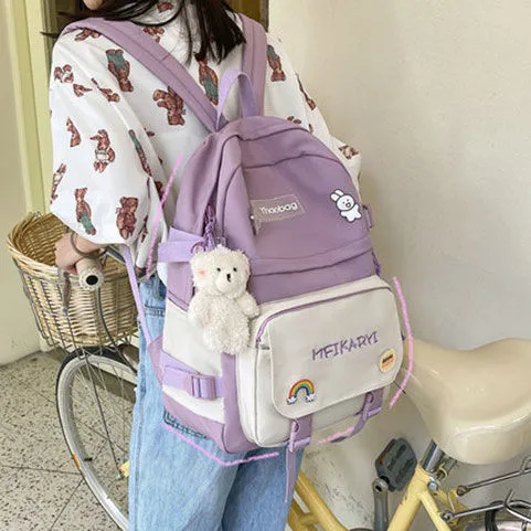 Ins Backpack for Women Large Capacity College Rucksack School Bag - 4
