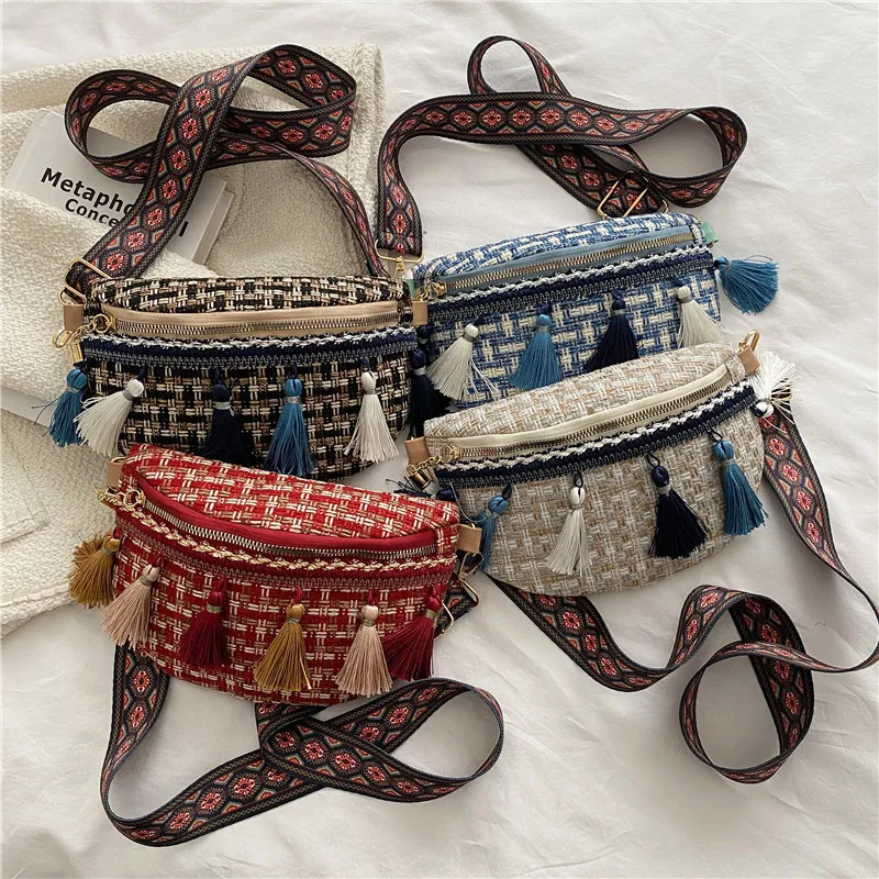 Fringe Woven Crossbody Bag 2025 New Bohemian Waist Bag for Women - 2