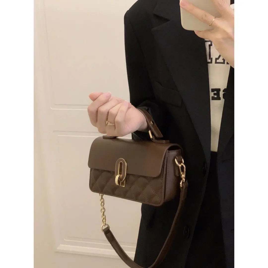 Chic Brown Shoulder Bag 2025, Small Chanel Style Chain Crossbody Purse - 3