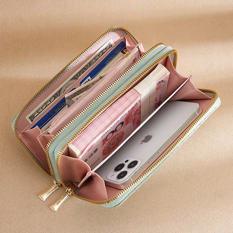 Long Wallet for Women 2025, Double Zip Woven Fashion Clutch Purse - 2