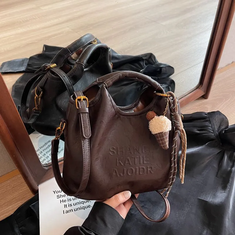 Retro Soft Leather Tote Bag 2024 Women Crossbody Shoulder Bag - 1