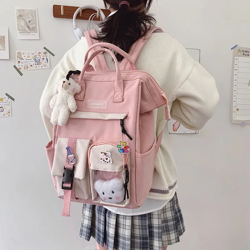 Cute Ins Style Backpack for Women, Large Capacity Lightweight School Bag - 4
