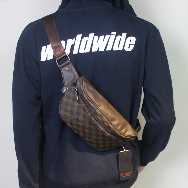 Men's Plaid Chest Bag 2021 Fashion Crossbody Sling Pack Daypack - 1