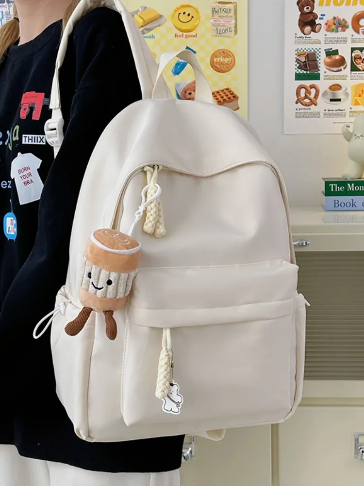 Minimalist Solid Color Backpack for College Students, High School Daypack - 3