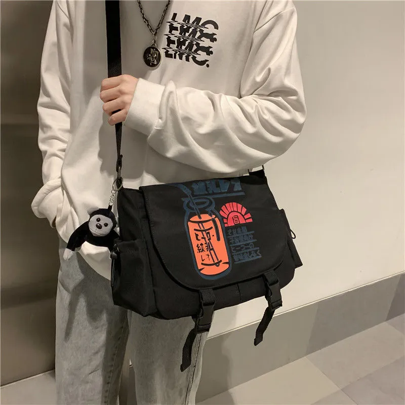 Japanese Style Canvas Crossbody Bag for Men & Women, Large Capacity - 2