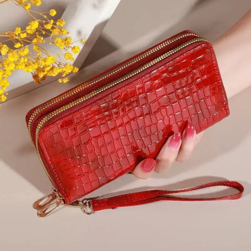 Women's Long Zip Wallet with Card Slots & Phone Pocket, Fashionable Clutch - 1
