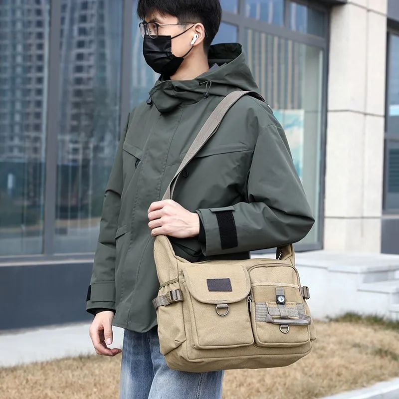 Vintage Canvas Messenger Bag for Men 2025 Large Capacity Commuter Shoulder Bag - 3