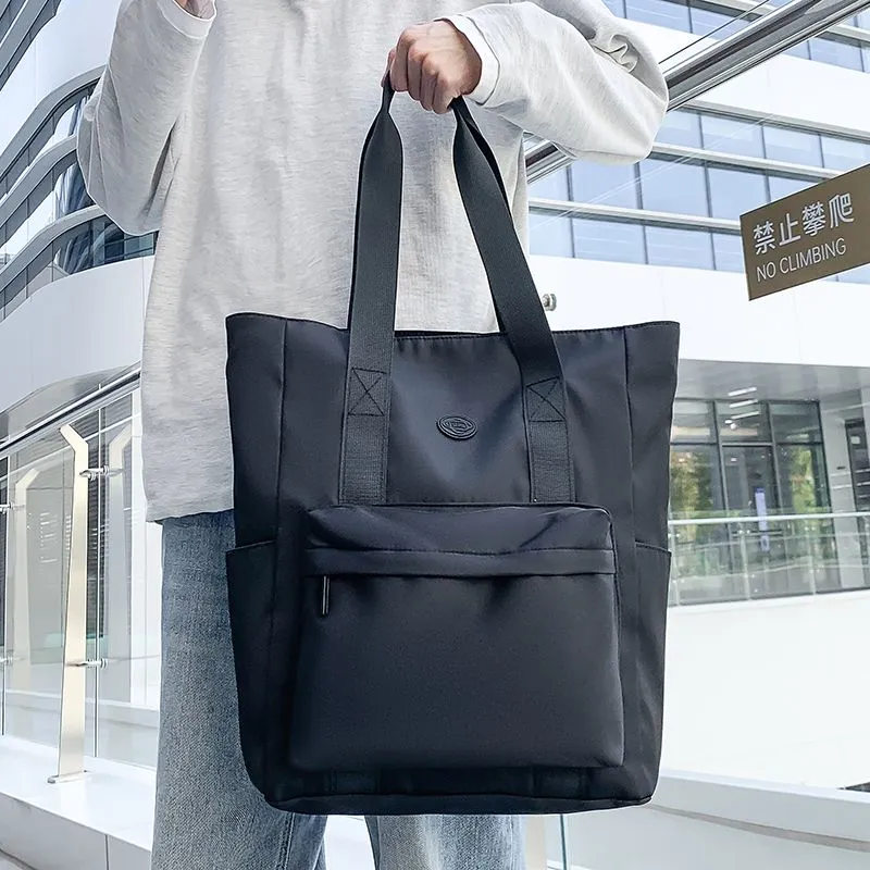 Men's Canvas Tote Bag Large Capacity Shoulder Bag for College Commute - 2
