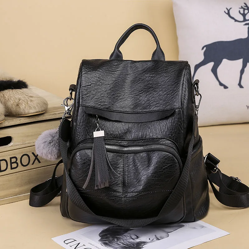 Genuine Leather Backpack 2025 Large Capacity PU Travel Bag - 3