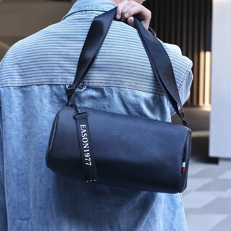 Men's Crossbody Bag 2024 Large Capacity Round Barrel Shoulder Bag - 3