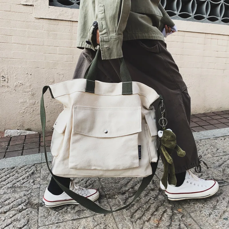 Large Capacity Canvas Tote Bag for Women, Japanese Korean Style Shoulder Bag - 1
