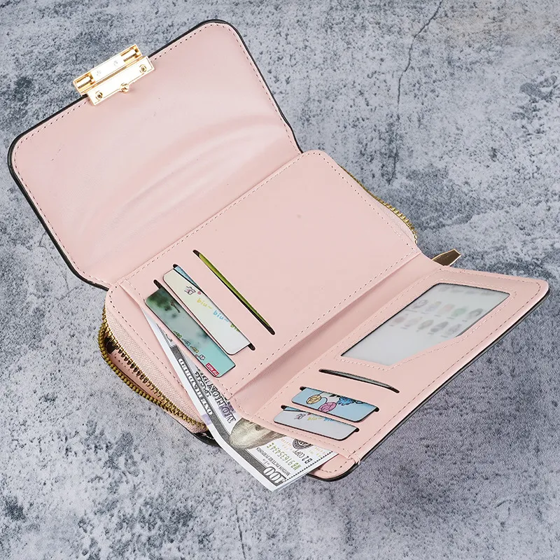 Women's PU Leather Long Wallet Multi Card Slots Zipper Coin Purse Fashion - 3