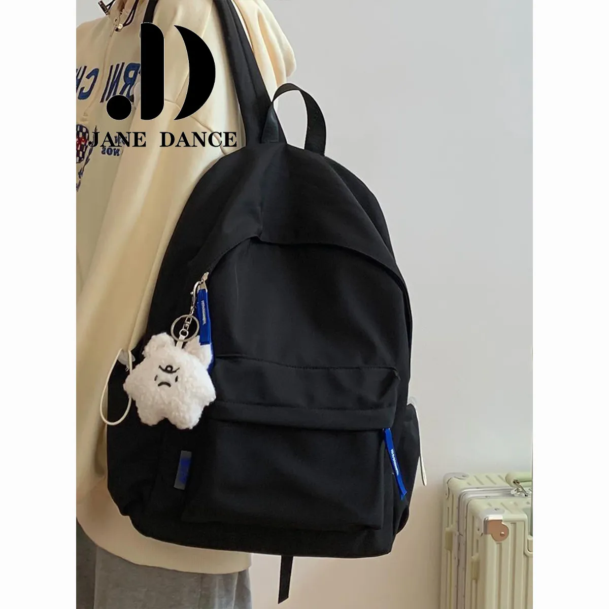 Women's Backpack Minimalist Style, Lightweight Nylon Rucksack for Girls - 1