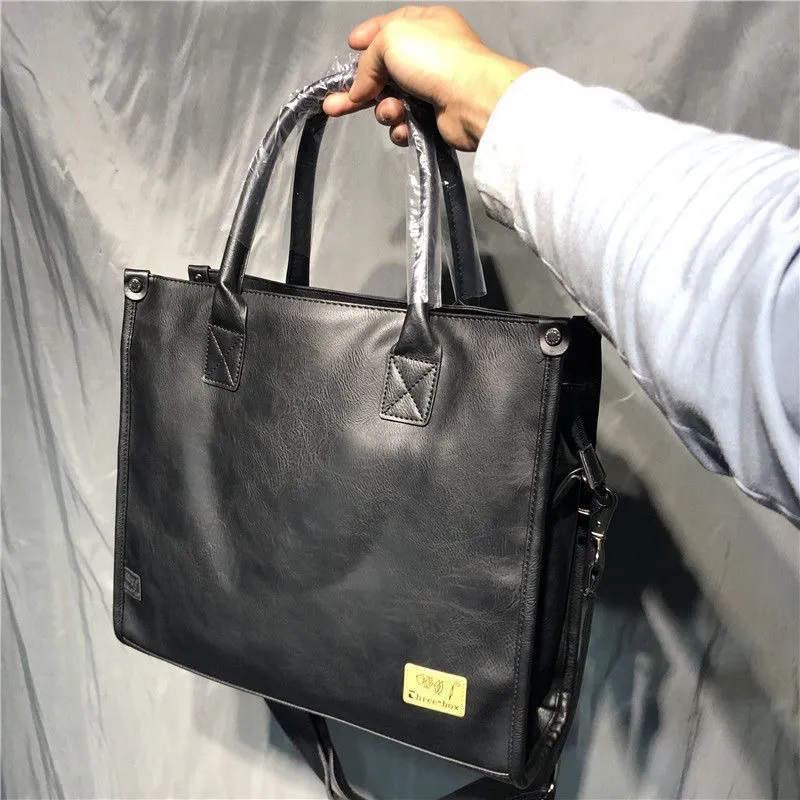 Men's Leather Crossbody Bag Large Capacity Laptop Briefcase for Travel - 2