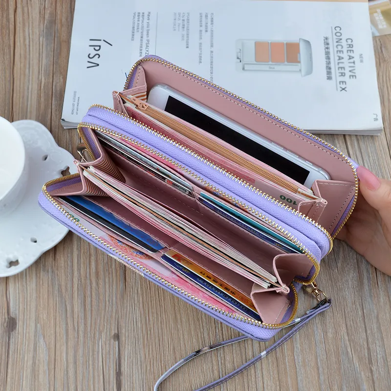 Long Zip Around Wallet for Women with Phone Pocket Large Capacity - 4