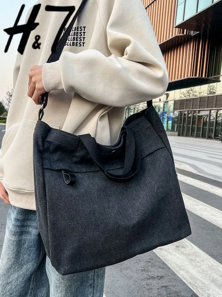 Canvas Tote Bag Large Capacity Shoulder Bag for School, Retro Style - 4