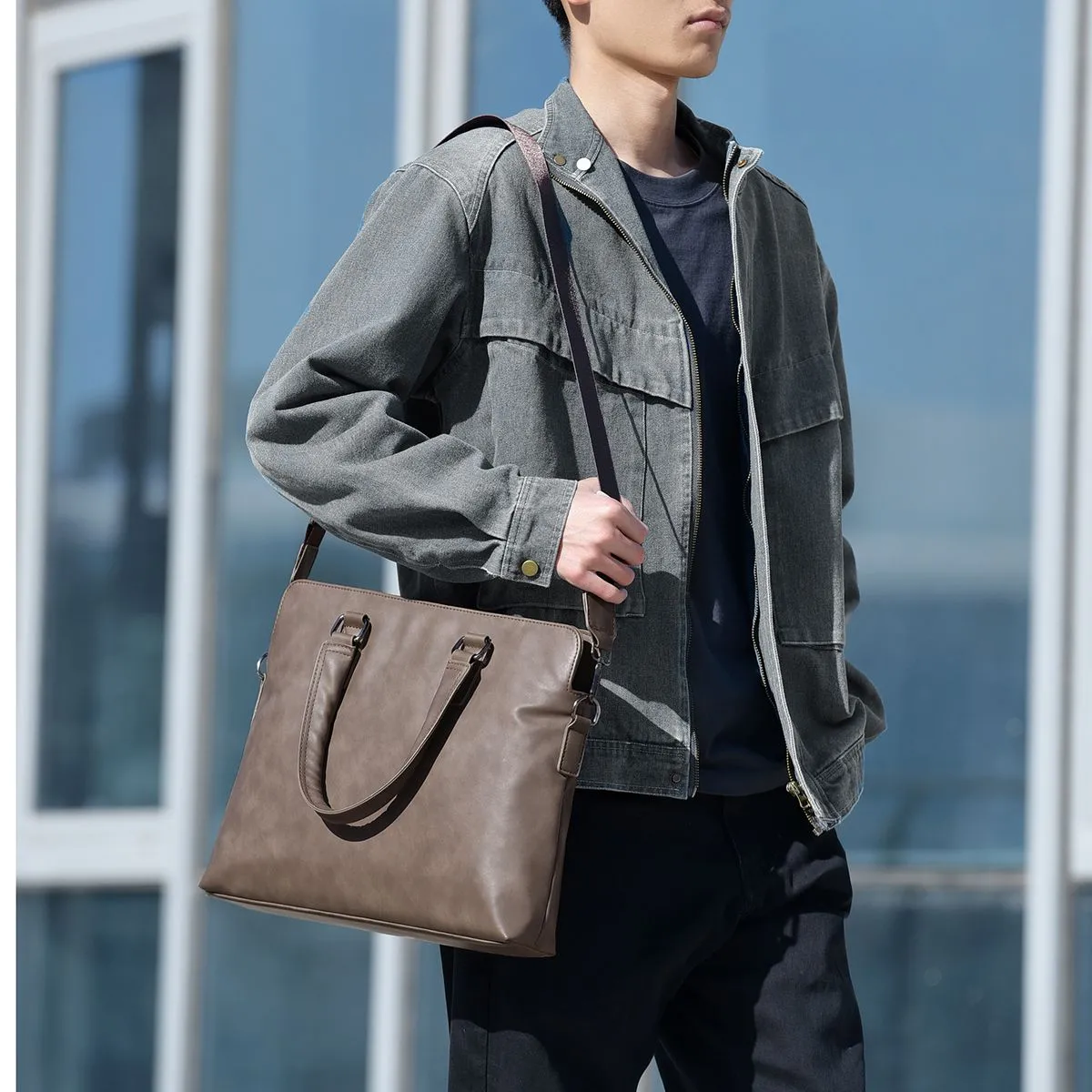 2025 Men's Briefcase Large Capacity Laptop Bag Shoulder Bag - 5