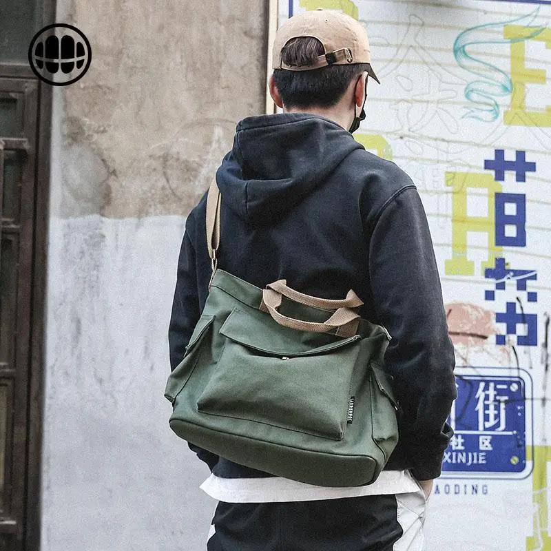 Men's Canvas Crossbody Bag Large Capacity Tote Daypack Casual Style - 3