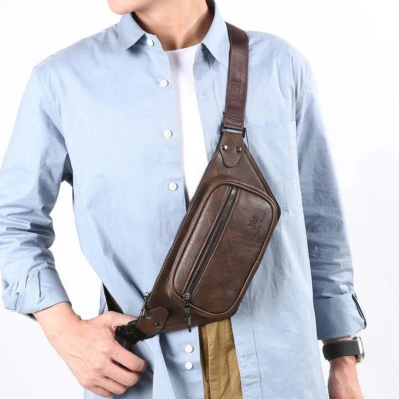 Men's Outdoor Waist Pack Ultra Lightweight Chest Bag PU Multi-functional Travel Sports - 5