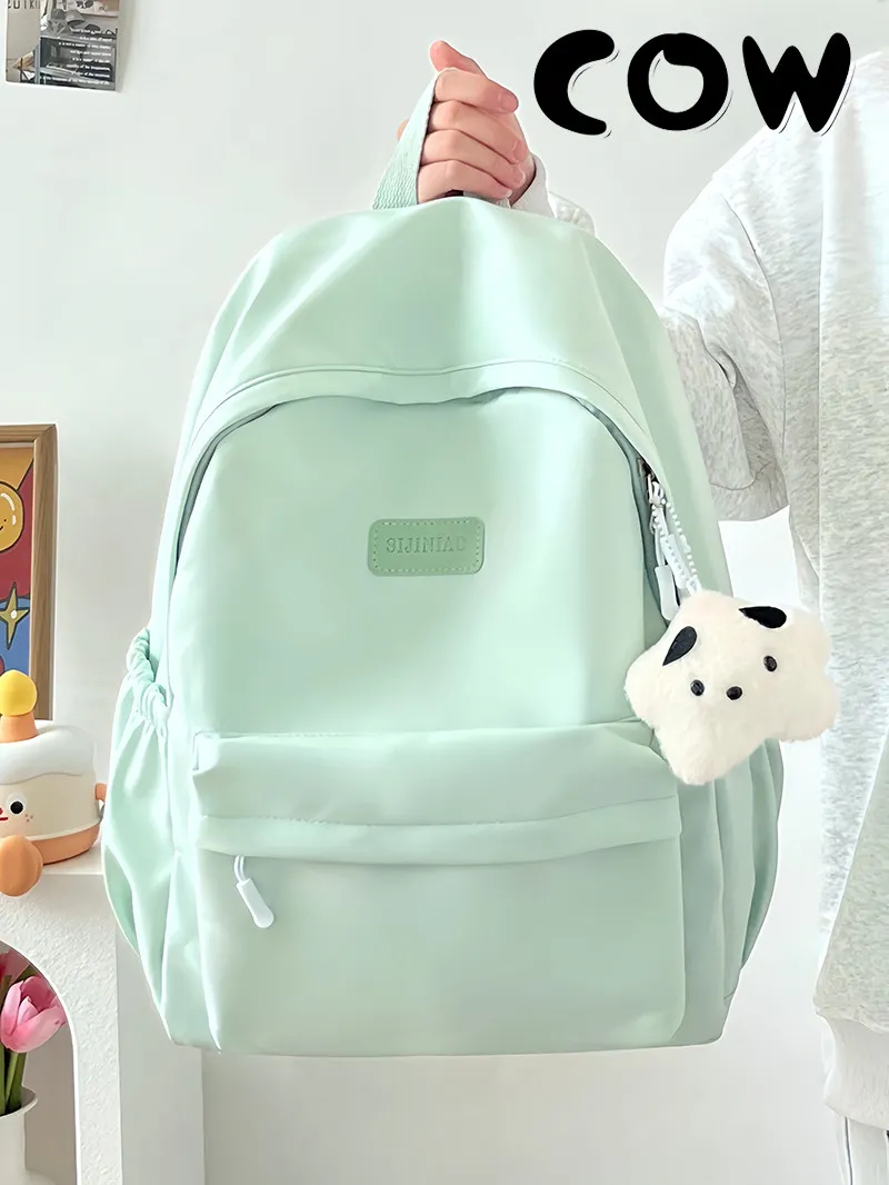 COW Minimalist Backpack for Women, Durable College School Bag in Solid Colors - 1